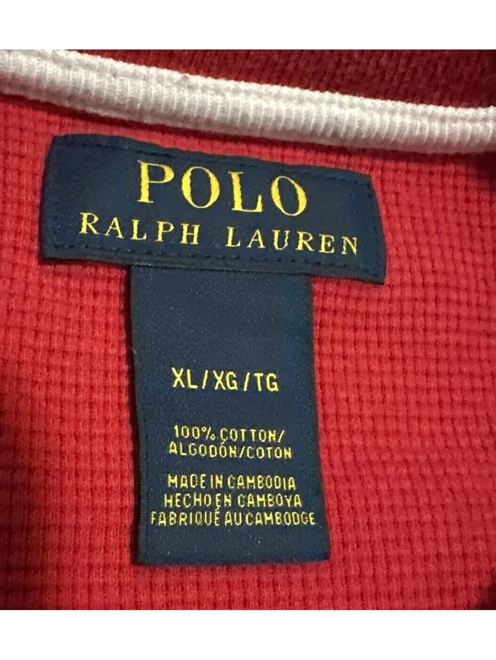 Polo Ralph Lauren Men's Polo Shirt Large? Red Long Sleeve Mesh/Thermal